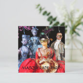 ANTIEK ITALIAANSE PARTIJ VOOR MASQUERADE COSTUME KAART (Staand voorkant)