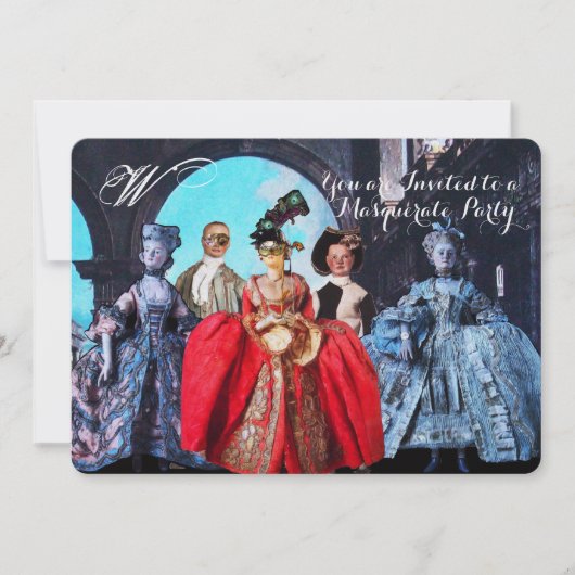 ANTIEK ITALIAANSE PARTIJ VOOR MASQUERADE COSTUME KAART (Voorkant)