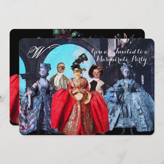 ANTIEK ITALIAANSE PARTIJ VOOR MASQUERADE COSTUME KAART (Voorkant / Achterkant)