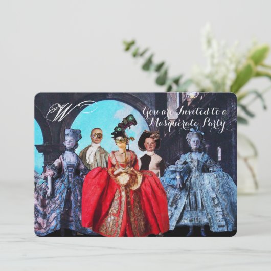 ANTIEK ITALIAANSE PARTIJ VOOR MASQUERADE COSTUME KAART (Staand voorkant)