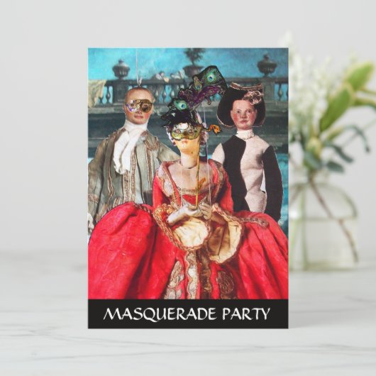 ANTIEK ITALIAANSE PARTIJ VOOR MASQUERADE COSTUME KAART (Staand voorkant)