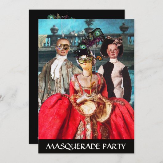 ANTIEK ITALIAANSE PARTIJ VOOR MASQUERADE COSTUME KAART (Voorkant / Achterkant)