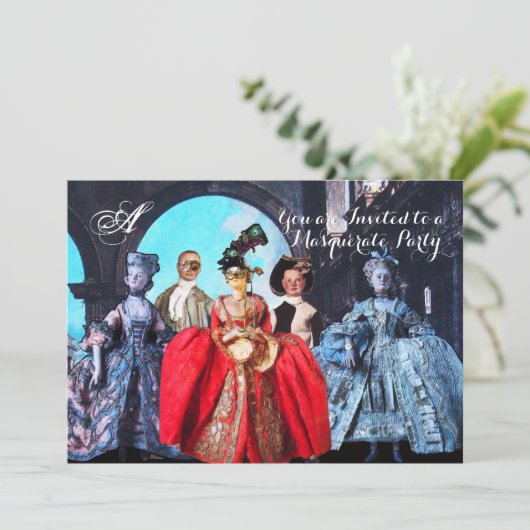 ANTIEK ITALIAANSE PARTIJ VOOR MASQUERADE COSTUME KAART (Staand voorkant)