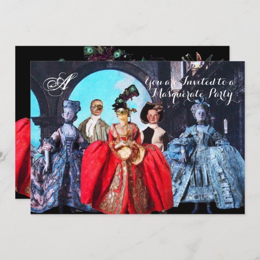 ANTIEK ITALIAANSE PARTIJ VOOR MASQUERADE COSTUME KAART (Voorkant / Achterkant)