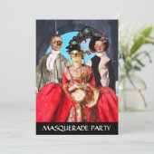 ANTIEK ITALIAANSE PARTIJ VOOR MASQUERADE COSTUME KAART (Staand voorkant)