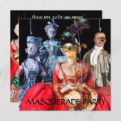 ANTIEK ITALIAANSE PARTIJ VOOR MASQUERADE COSTUME KAART (Voorkant / Achterkant)