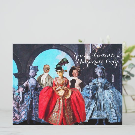 ANTIEK ITALIAANSE PARTIJ VOOR MASQUERADE COSTUME KAART (Staand voorkant)