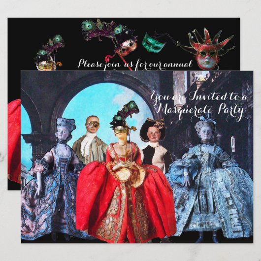 ANTIEK ITALIAANSE PARTIJ VOOR MASQUERADE COSTUME KAART (Voorkant / Achterkant)