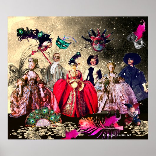 ANTIEK ITALIAANSE PARTIJ VOOR MASQUERADE COSTUME POSTER (Voorkant)