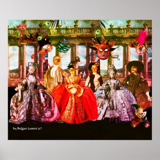 ANTIEK ITALIAANSE PARTIJ VOOR MASQUERADE COSTUME POSTER (Voorkant)