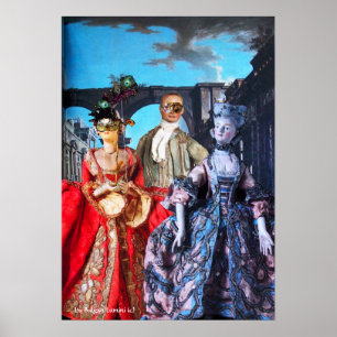 ANTIEK ITALIAANSE PARTIJ VOOR MASQUERADE COSTUME POSTER