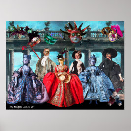 ANTIEK ITALIAANSE PARTIJ VOOR MASQUERADE COSTUME POSTER
