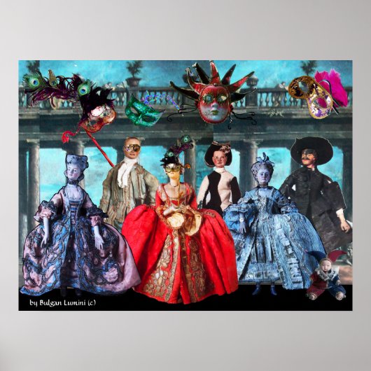 ANTIEK ITALIAANSE PARTIJ VOOR MASQUERADE COSTUME POSTER (Voorkant)