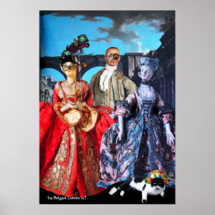 ANTIEK ITALIAANSE PARTIJ VOOR MASQUERADE COSTUME POSTER