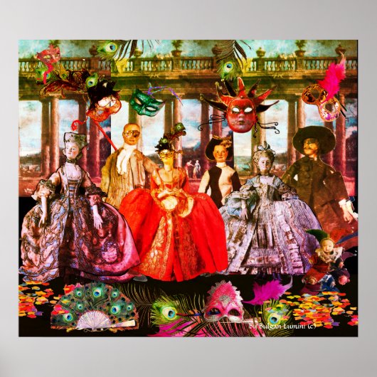 ANTIEK ITALIAANSE PARTIJ VOOR MASQUERADE COSTUME POSTER (Voorkant)