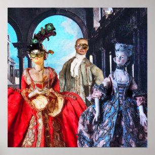 ANTIEK ITALIAANSE PARTIJ VOOR MASQUERADE COSTUME POSTER