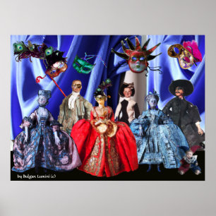 ANTIEK ITALIAANSE PARTIJ VOOR MASQUERADE COSTUME POSTER