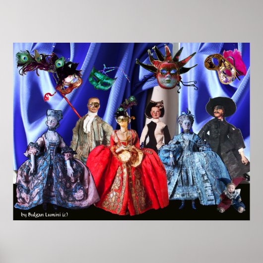 ANTIEK ITALIAANSE PARTIJ VOOR MASQUERADE COSTUME POSTER (Voorkant)