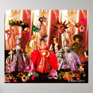 ANTIEK ITALIAANSE PARTIJ VOOR MASQUERADE COSTUME POSTER