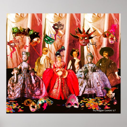 ANTIEK ITALIAANSE PARTIJ VOOR MASQUERADE COSTUME POSTER (Voorkant)