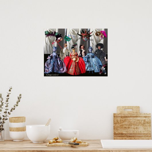 ANTIEK ITALIAANSE PARTIJ VOOR MASQUERADE COSTUME POSTER (Keuken)