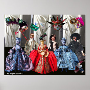 ANTIEK ITALIAANSE PARTIJ VOOR MASQUERADE COSTUME POSTER