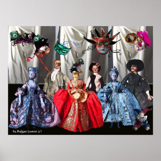 ANTIEK ITALIAANSE PARTIJ VOOR MASQUERADE COSTUME POSTER (Voorkant)