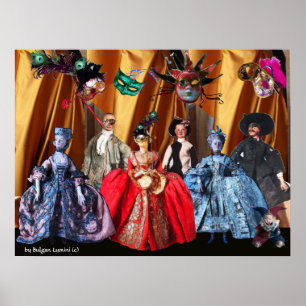 ANTIEK ITALIAANSE PARTIJ VOOR MASQUERADE COSTUME POSTER