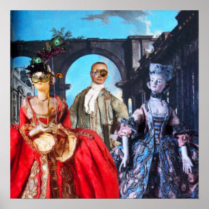 ANTIEK ITALIAANSE PARTIJ VOOR MASQUERADE COSTUME POSTER