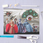 ANTIEK ITALIAANSE POPPEN, MASKERADE MASKERS WIT TISSUEPAPIER (Craft)