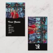 ANTIEK ITALIAANSE POPPETS MASKERADE-MASKEREN, KOST VISITEKAARTJE (Voorkant / Achterkant)