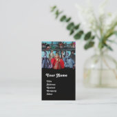 ANTIEK ITALIAANSE POPPETS MASKERADE-MASKEREN, KOST VISITEKAARTJE (Staand voorkant)