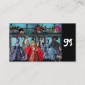 ANTIEK ITALIAANSE POPPETS MASKERADE-MASKEREN, KOST VISITEKAARTJE (Achterkant)