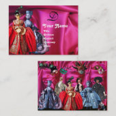 ANTIEK ITALIAANSE POPPETS MASKERADE-MASKEREN, KOST VISITEKAARTJE (Voorkant / Achterkant)