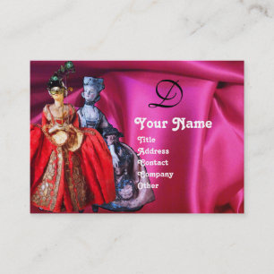 ANTIEK ITALIAANSE POPPETS MASKERADE-MASKEREN, KOST VISITEKAARTJE