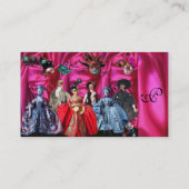 ANTIEK ITALIAANSE POPPETS MASKERADE-MASKEREN, KOST VISITEKAARTJE (Achterkant)