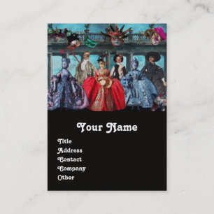 ANTIEK ITALIAANSE POPPETS MASKERADE-MASKEREN, KOST VISITEKAARTJE