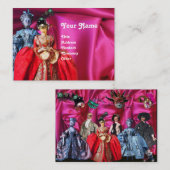 ANTIEK ITALIAANSE POPPETS MASKERADE-MASKEREN, KOST VISITEKAARTJE (Voorkant / Achterkant)