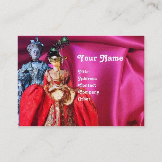 ANTIEK ITALIAANSE POPPETS MASKERADE-MASKEREN, KOST VISITEKAARTJE (Voorkant)