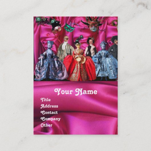 ANTIEK ITALIAANSE POPPETS MASKERADE-MASKEREN, KOST VISITEKAARTJE (Voorkant)