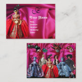 ANTIEK ITALIAANSE POPPETS MASKERADE-MASKEREN, KOST VISITEKAARTJE (Voorkant / Achterkant)