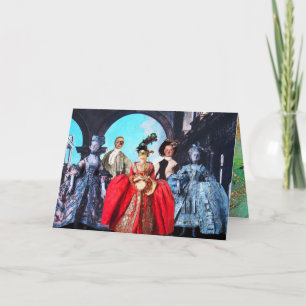 ANTIEK ITALIAANSE POPPETS MASKERADE MASKES COSTUUM KAART