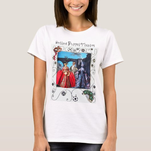 ANTIEK ITALIAANSE POPPETS MASKERADE MASKES COSTUUM T-SHIRT (Voorkant)