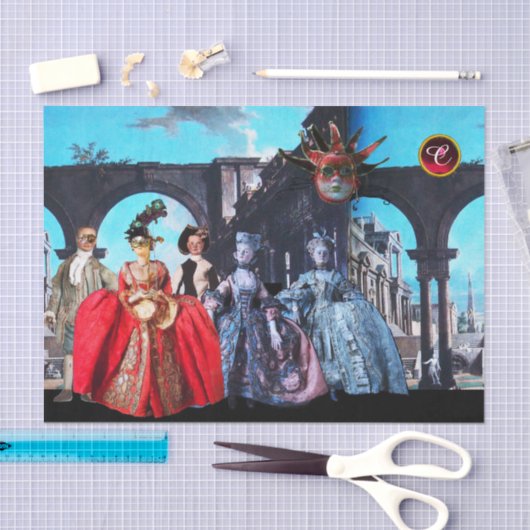 ANTIEK ITALIAANSE PUPPETS, MASKERADE MASKS TISSUEPAPIER (Craft)