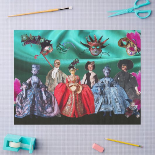 ANTIEK ITALIAANSE PUPPETS, MASKERADE PARTIJEN TISSUEPAPIER (Craft)