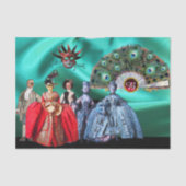 ANTIEK ITALIAANSE PUPPETS, MASKERADE PARTIJEN TISSUEPAPIER (Voorkant)