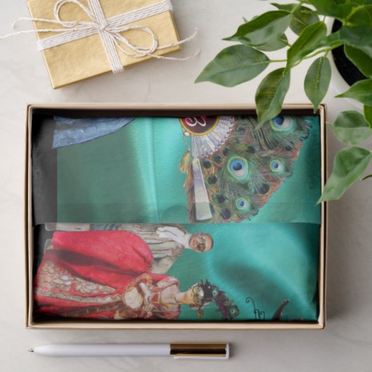 ANTIEK ITALIAANSE PUPPETS, MASKERADE PARTIJEN TISSUEPAPIER (Geschenk)