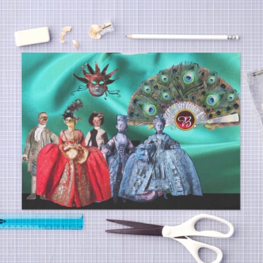 ANTIEK ITALIAANSE PUPPETS, MASKERADE PARTIJEN TISSUEPAPIER (Craft)