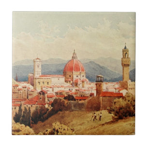 Antiek Italië Florence Boboli Tuinen Tegeltje