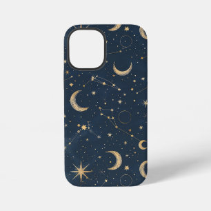 Antiek Ivoor Hemelse Maan Sterrenkaart Marineblauw iPhone 12 Mini Hoesje